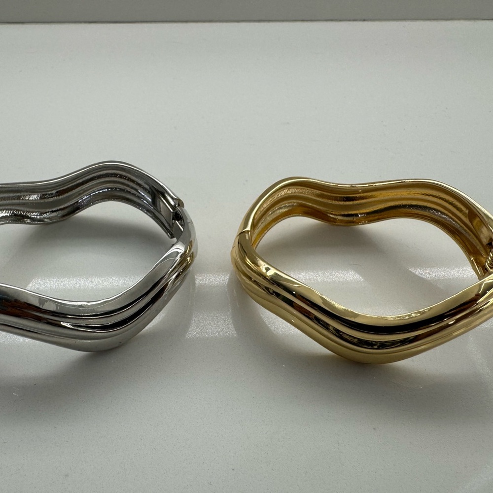 Zara Silver and Gold Wave Bracelets
